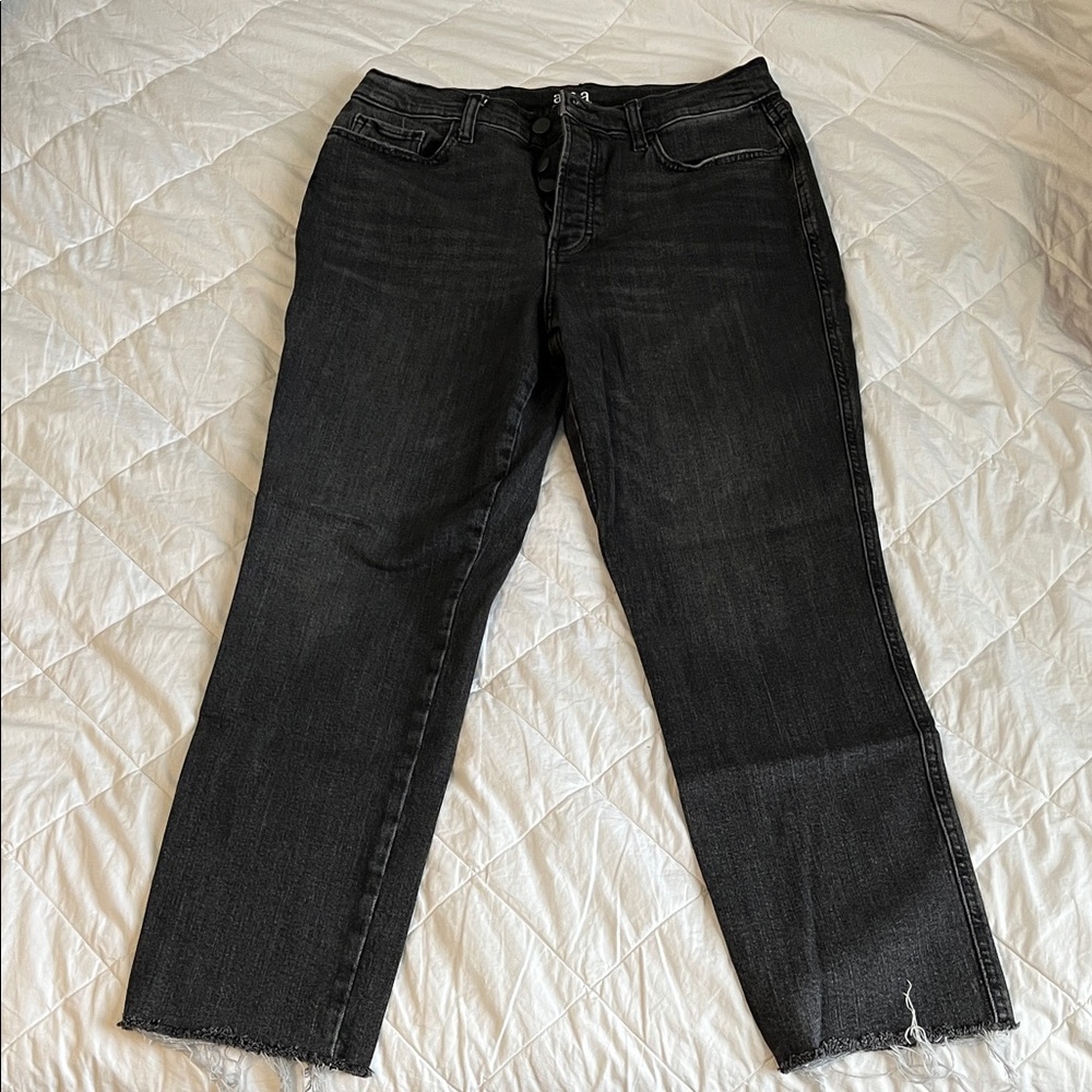 a.n.a Black Wash Straight Leg Crop Jeans